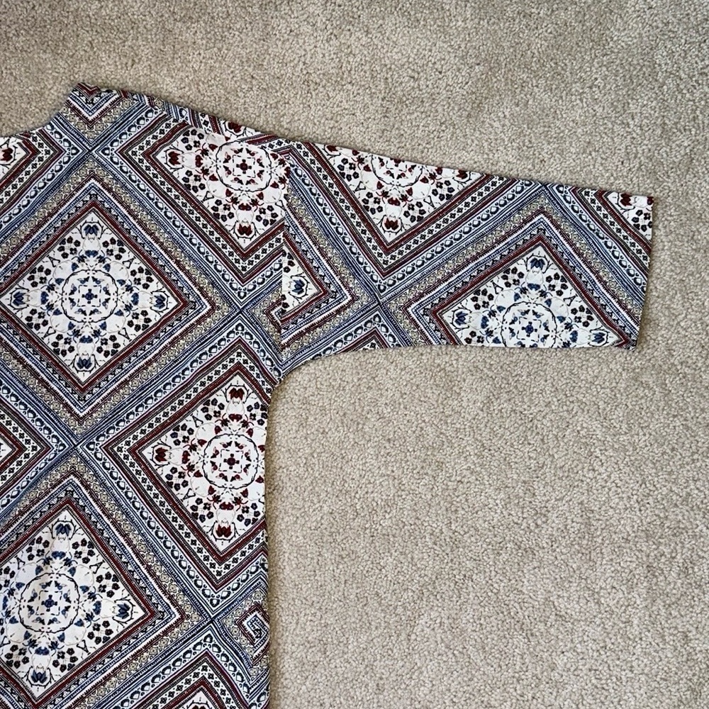 J. Jill Blouse Tunic Boatneck 3/4 Sleeves Lightweight Button Back XL Boho Summer - Picture 9 of 12